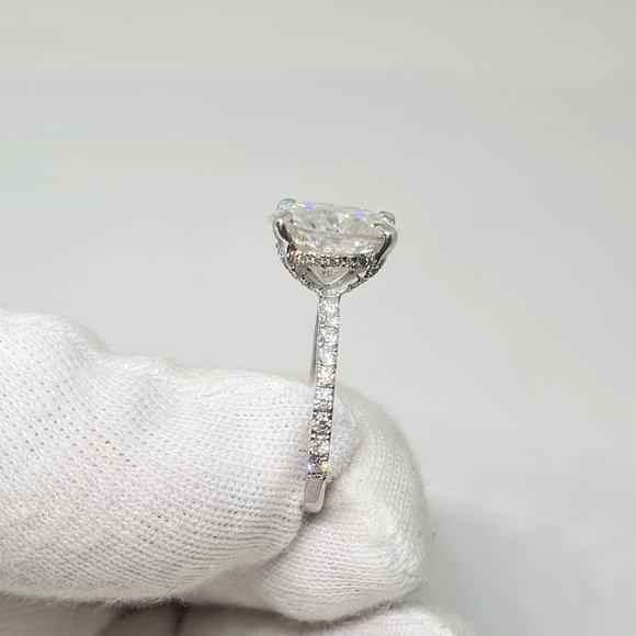 3 Ct-10X8MM Oval Basket Moissanite Engagement Ring 14k Gold With Lab Diamonds - Picture 8 of 9